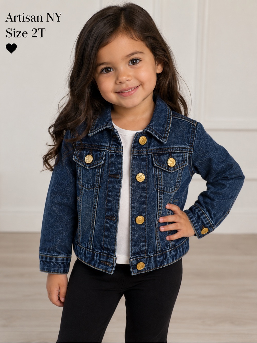 Artisan NY girls Jean Jacket size 2T denim girls fashion layering casual